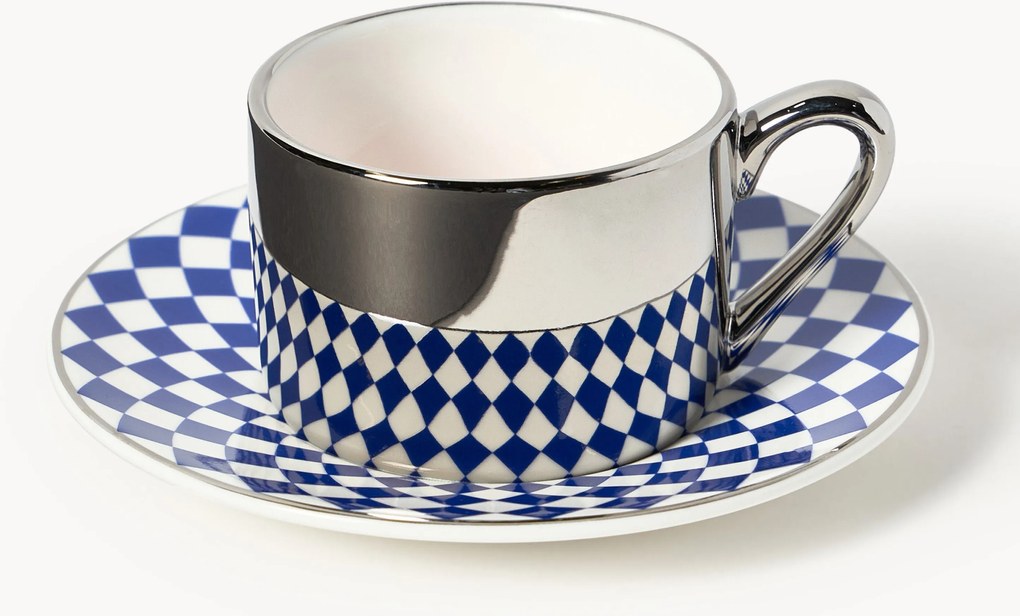 Tazzine da caffè fatte a mano con piattino Aunty, set di 4