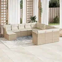 Set Divani da Giardino 12 pz con Cuscini Beige in Polyrattan 3218628