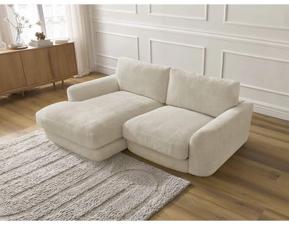 Divano angolare beige (con penisola a sinistra/con chaise lounge) con rivestimento in ciniglia Leonore – Bobochic Paris