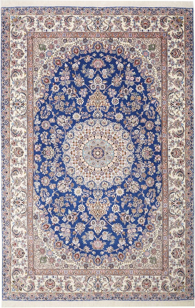 Nain Tappeto 200x310 Blu (Iran) Annodato A Mano