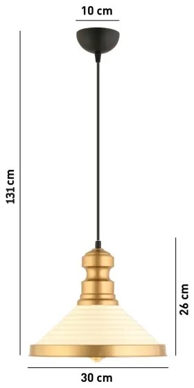 Lampadario a cavo MONZA 1xE27/40W/230V Ø 30 cm crema/oro