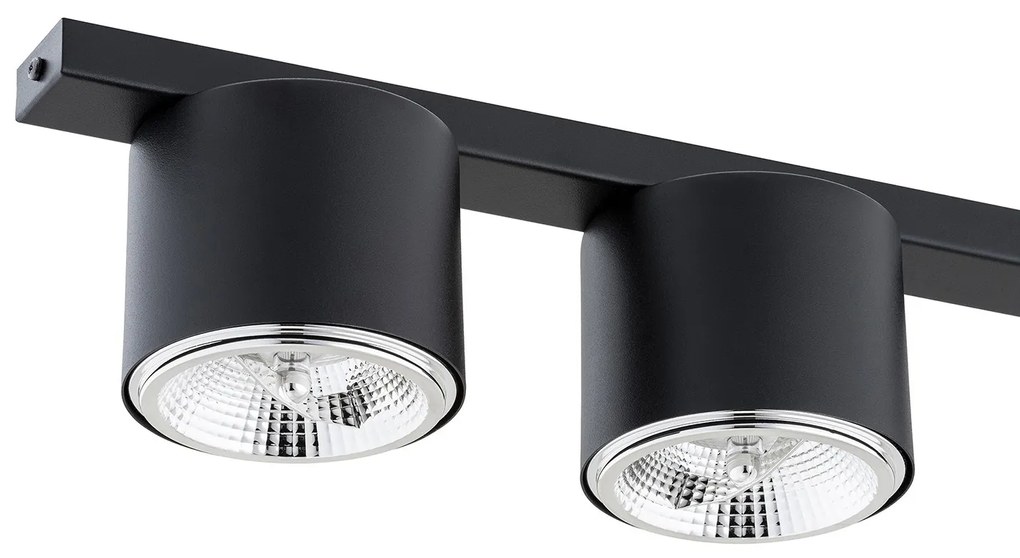 Plafoniera Moderna 3 Luci Faretti Ptah In Acciaio Nero