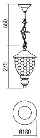 Redo 9632 - Lampadario a sospensione con catena da esterno MATERA 1xE27/42W/230V IP33