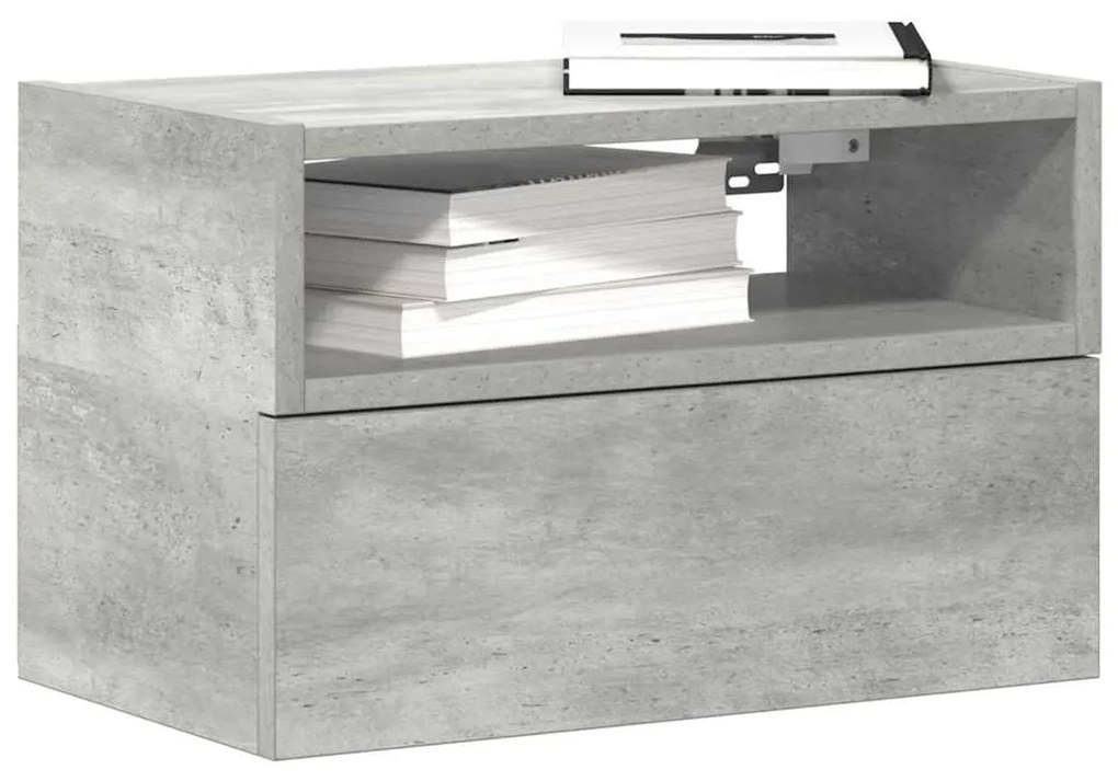 Comodini A Muro 2 Pz Grigio Cemento 45x26x28,5 Cm /