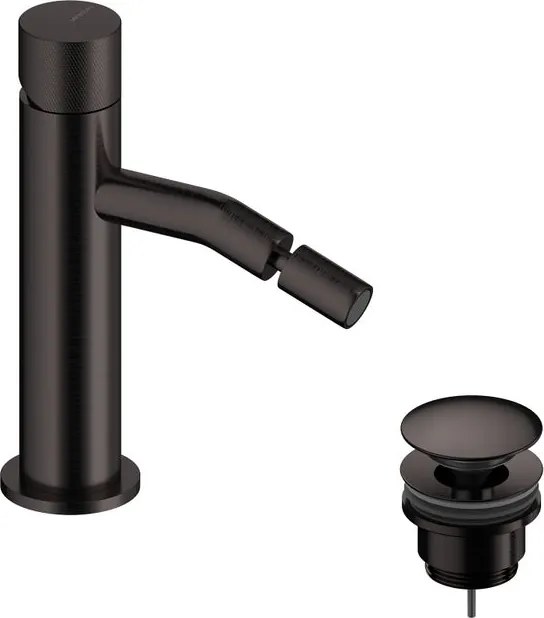 Rubinetto per bidet getto laminare cristallino LOOP K SANYCCES nero spazzolato con piletta