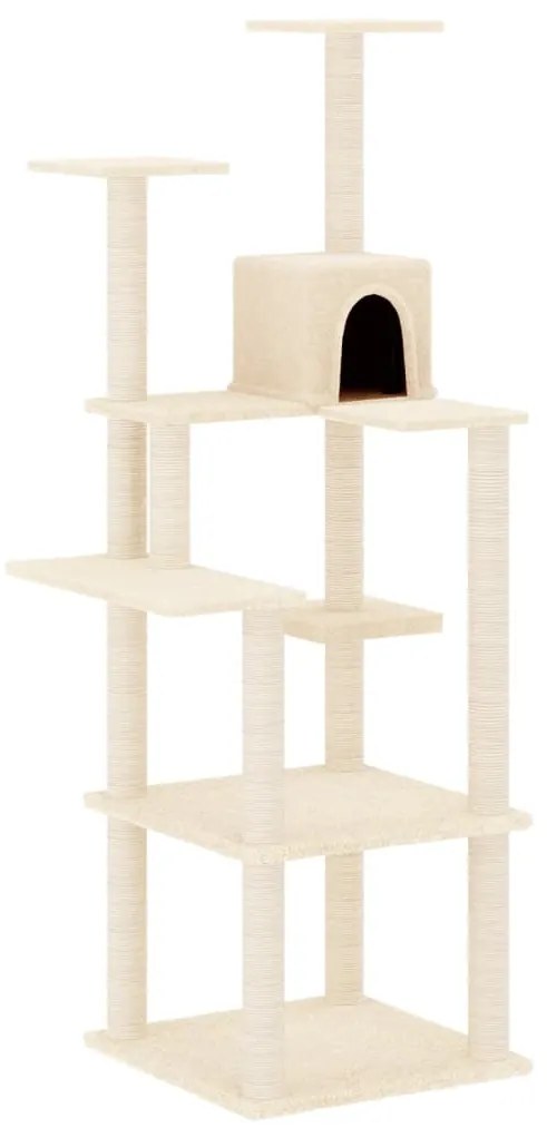 Albero per gatti con tiragraffi in sisal crema 153 cm