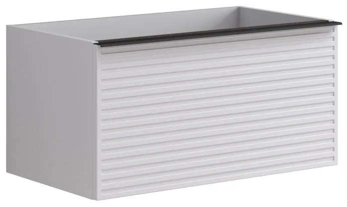 Mobile da bagno sotto lavabo Pixel stripes bianco e maniglia alluminio nero laccato opaco L 80 x H 40 x P 45.5 cm 2 cassetti, lavabo non incluso