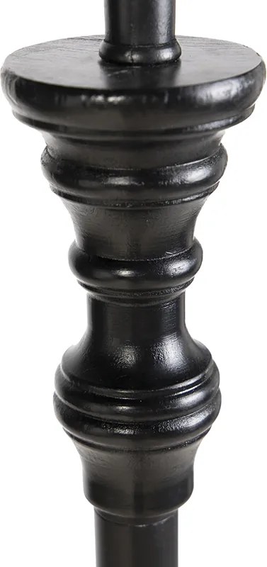 Lampada da terra nera con paralume in lino bianco 45 cm - Classico