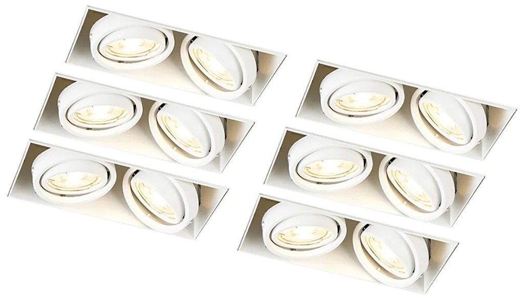 Set di 6 faretti incassati bianchi GU10 orientabili senza cornice 2 luci - Oneon