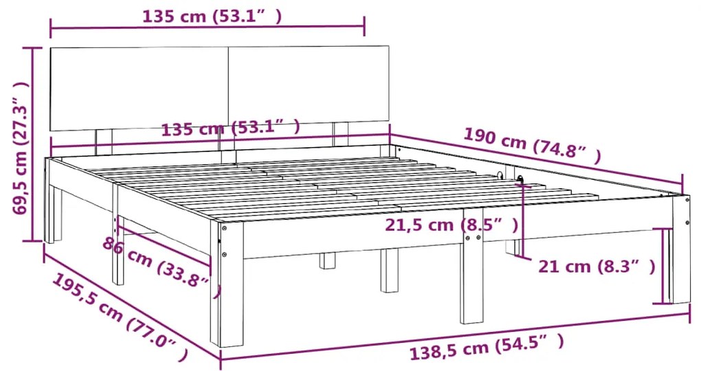 Giroletto in Legno Massello 135x190 cm Double