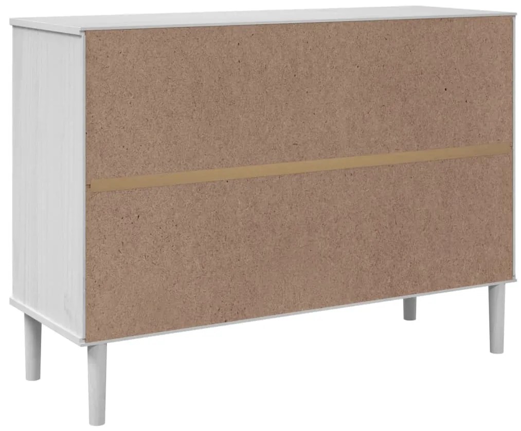 Credenza SENJA Aspetto Rattan Bianco 112x40x80 cm Massello Pino