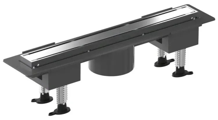Canalina doccia 40 cm in alluminio reversibile scarico centrale, sifone e piletta inclusi