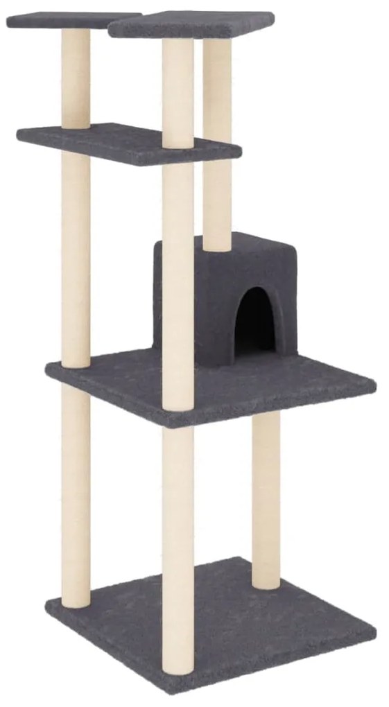 Albero per gatti con tiragraffi in sisal grigio scuro 123 cm