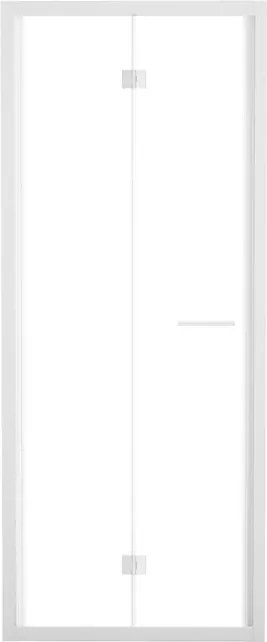 Porta doccia pieghevole L 82-86 cm x H 195 cm per nicchia in vetro trasparente SP. 6 mm, profilo opaco bianco, serie Record