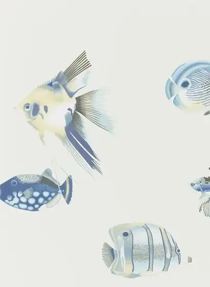 Fischtapete Kamanu von Harlequin - Indigo/ Pebble