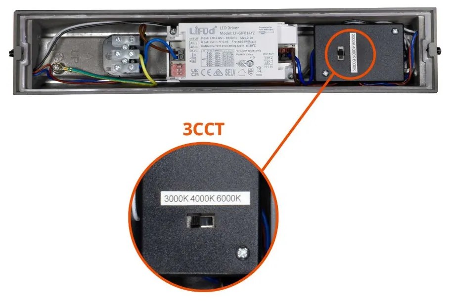 Applique Bidirezionale Grigia 12W CCT, IP65 da esterno - Serie FILO Colore Bianco Variabile CCT