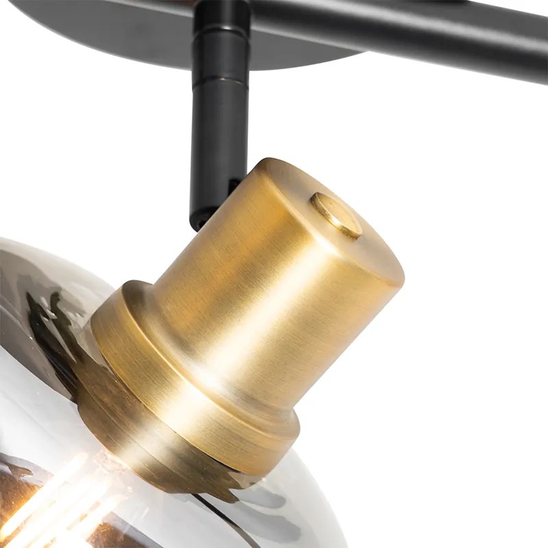 Faretto da soffitto nero con vetro fumé oblungo 3 luci - Zuzanna