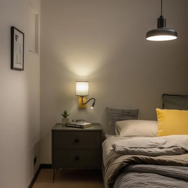 Brilagi - Applique a LED NUBILA WOOD 1xE27/25W/230V + LED/3W quercia/grigio