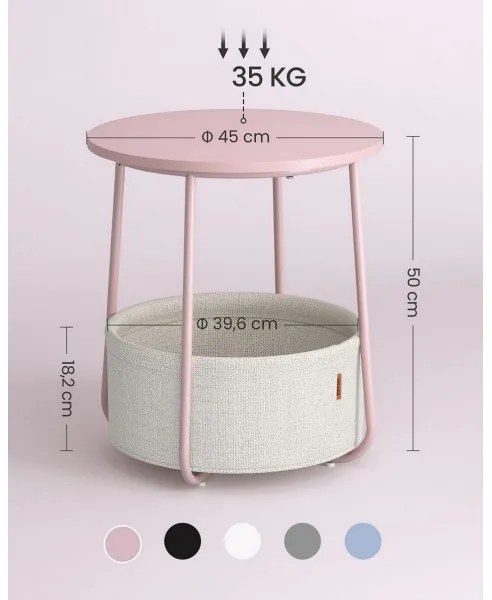 Tavolino NOIRA rosa/bianco