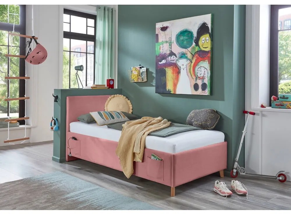 Letto da bambini rosa imbottito rete non inclusa 90x200 cm Cool – Meise Möbel