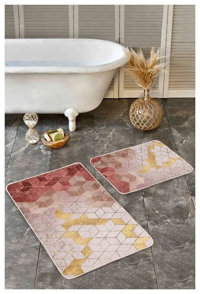 Set di tappetini per il bagno rosa in velluto 2 pz 60x100 cm – Mila Home