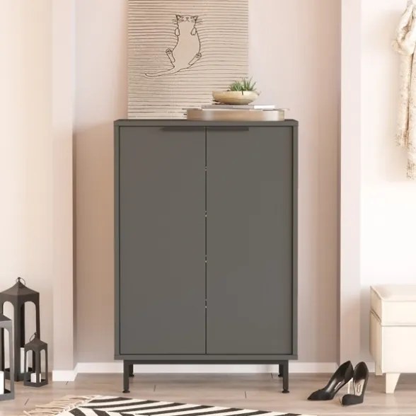 Scarpiera Da Ingresso Multiripiano 72x36x105 A 2 Ante Con Piedini Argo Antracite