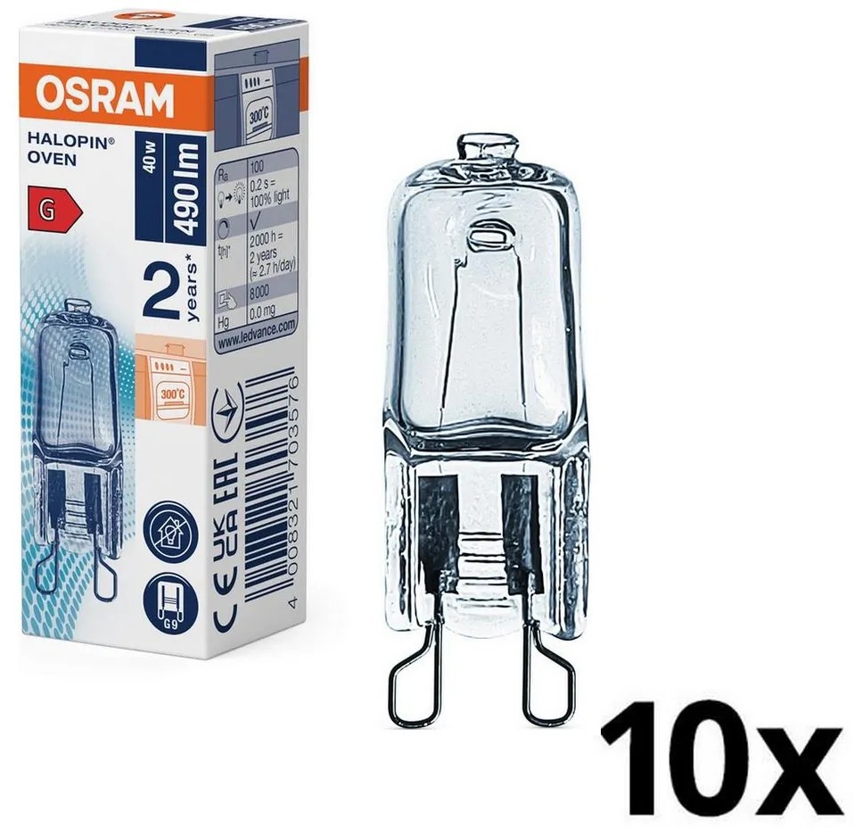 Set da 10 lampadine per forno HALOPIN G9/40W/230V 2700K - Osram