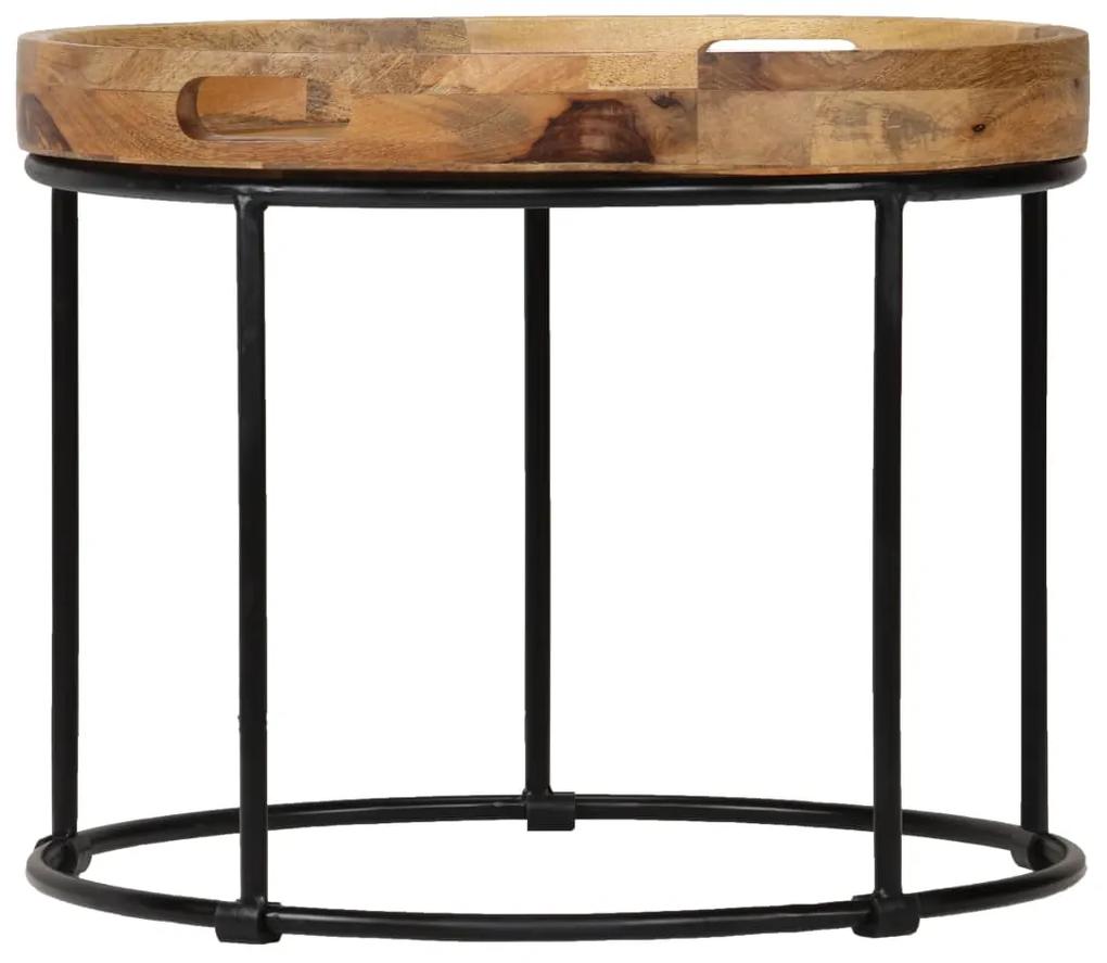 Tavolino da caffè legno massello di mango e acciaio 50x40 cm