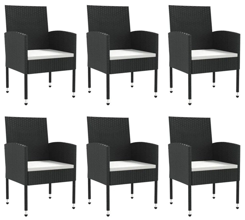Set da pranzo da giardino 7 pz nero in polyrattan e acciaio