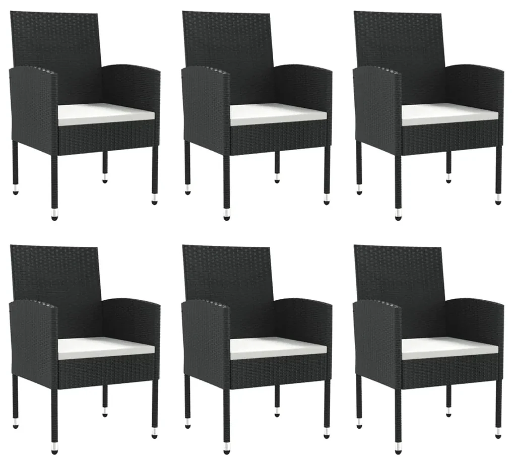 Set da pranzo da giardino 7 pz nero in polyrattan e acciaio
