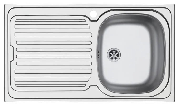 Lavello integrato 1 vasca in inox argento DELINIA Aurora L 50 x L 86 cm