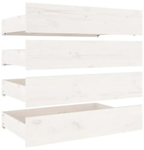Cassettoni da Letto 4 pz in Legno Massello di Pino Bianco