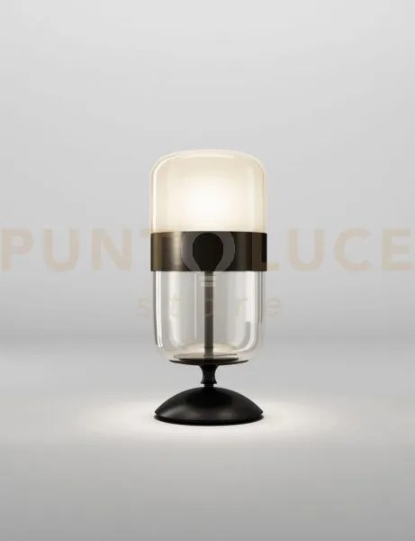 Futura lampada da tavolo m ambra ottone nero opaco 1 luce attacco e27