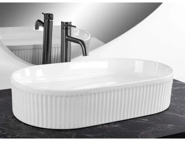 REA-U6526 - Lavabo da appoggio VANDA 34x60 cm ceramica/bianco lucido
