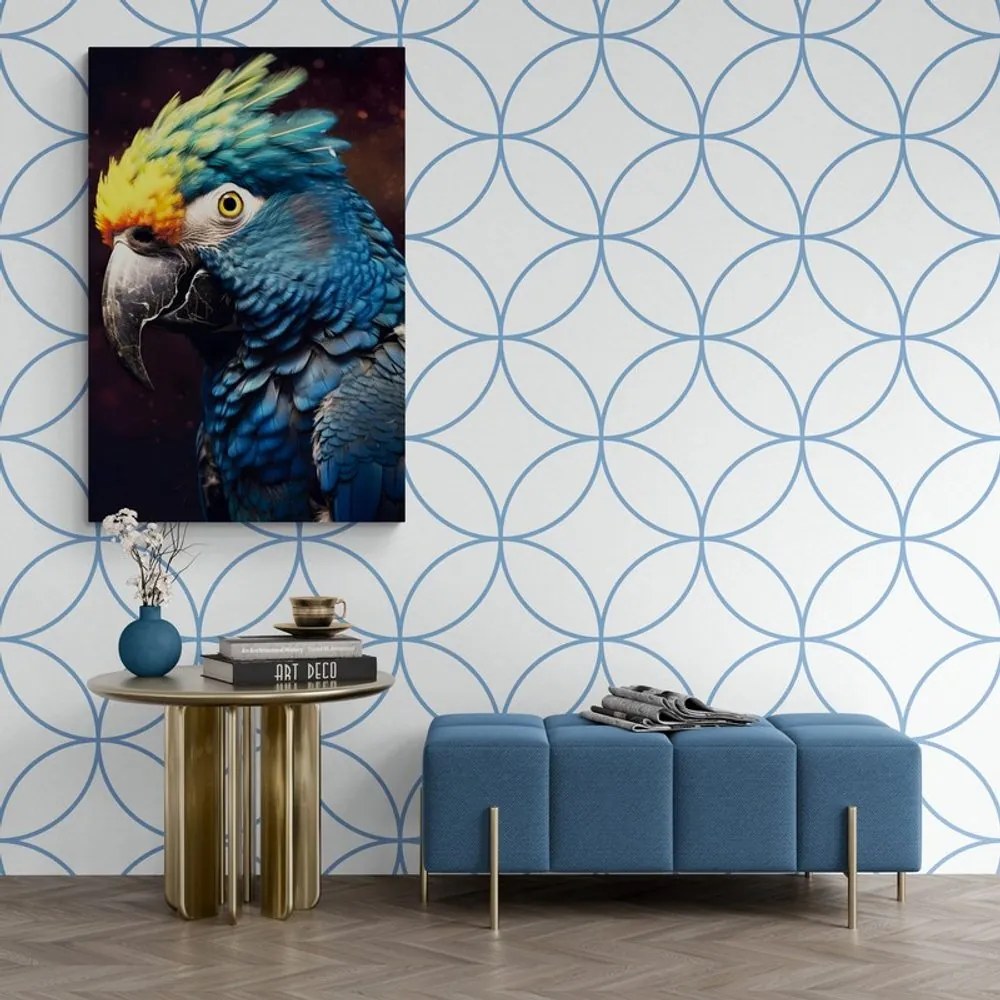Quadro su tela – Pappagallo blu-oro