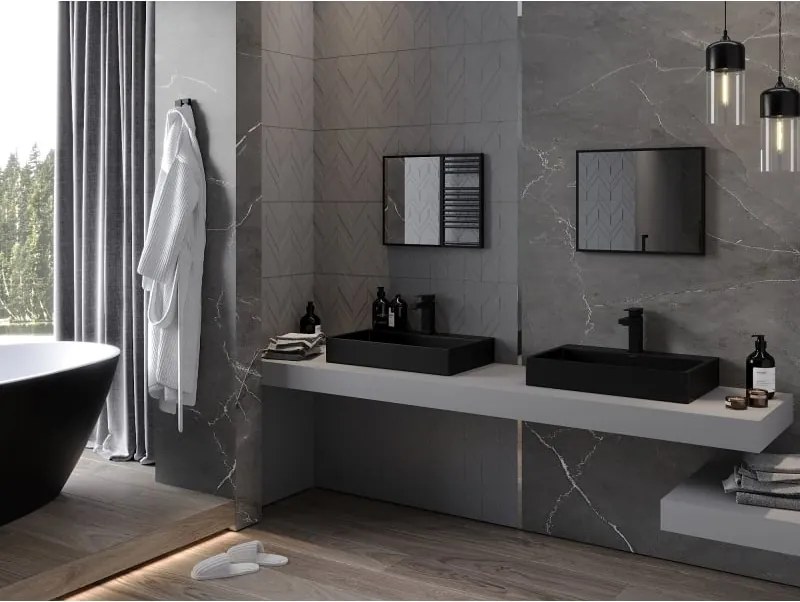 Mexen Loft specchio da bagno rettangolare 50 x 40 cm, cornice nera - 9852-050-040-000-70