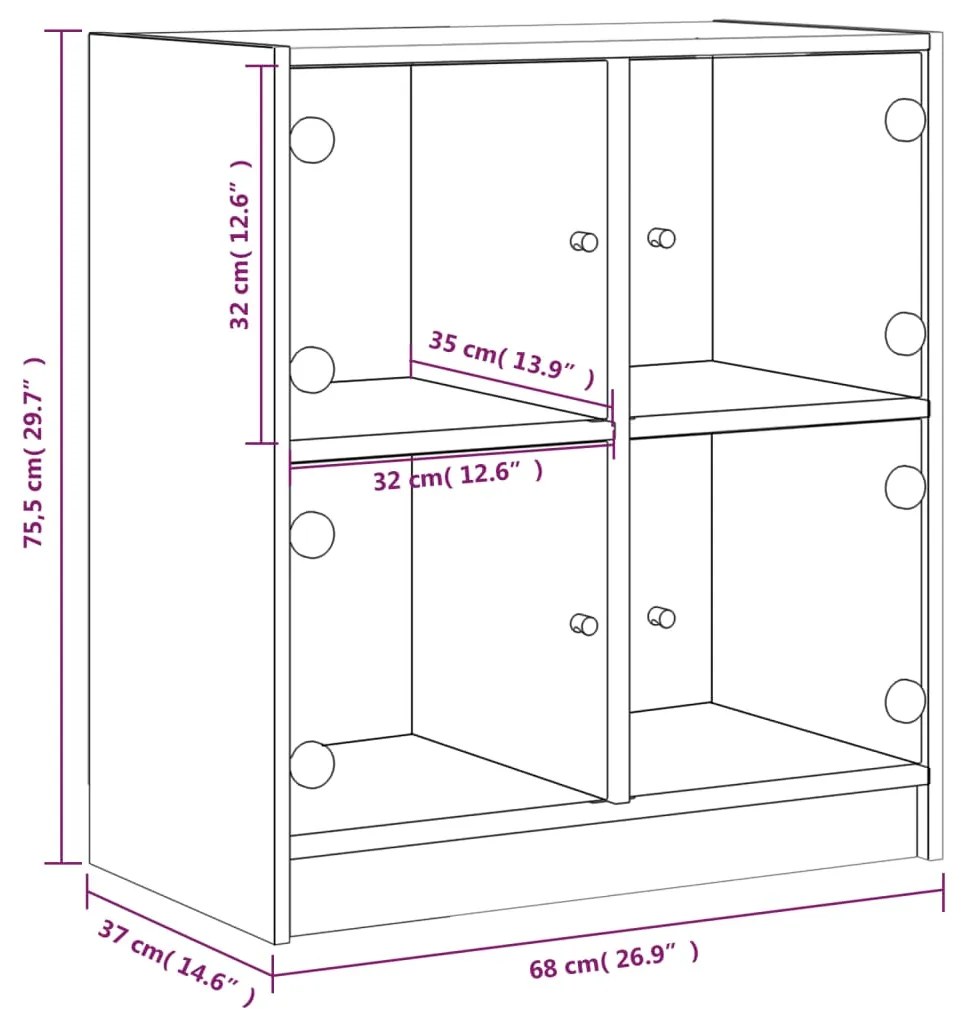 Mobile con Ante in Vetro Rovere Marrone 68x37x75,5 cm