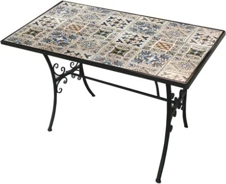 Set Da Pranzo Tavolo Maioliche Rettangolare 120x80 Con 4 Sedie Pieghevoli Cipro