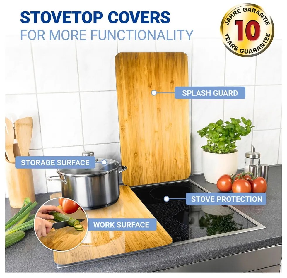 Coprifuoco in vetro temperato in set da 2 52x30 cm Wooden - Maximex