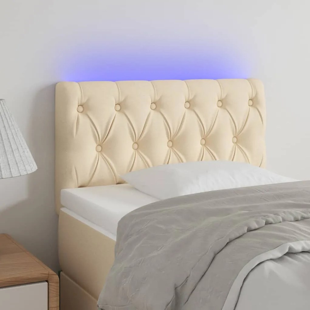 Testiera A Led Crema 80x7x78/88 Cm İn Tessuto /