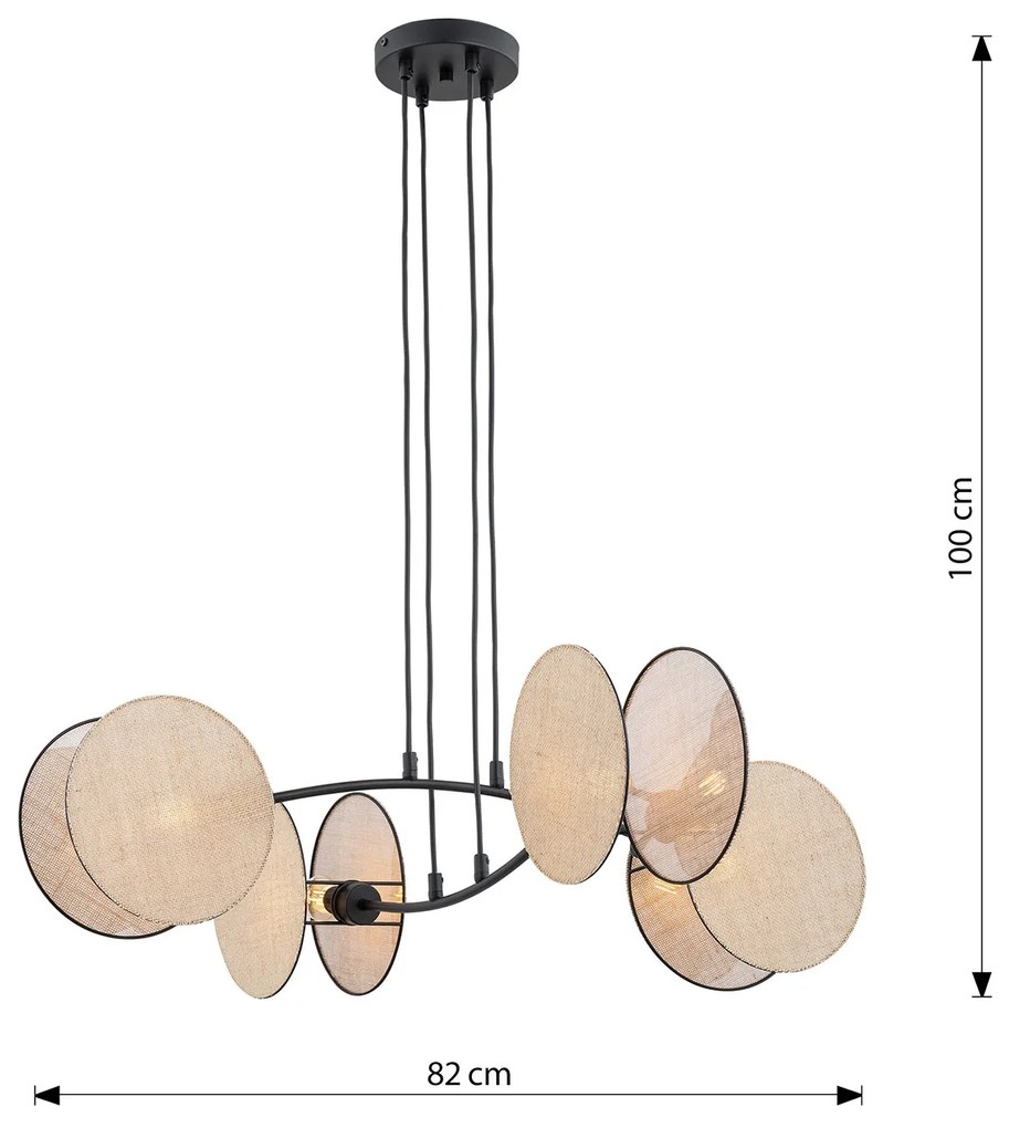 Lampada A Sospensione 4 Luci Moderna Nut In Acciaio Effetto Naturale