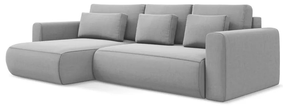 Divano angolare grigio chiaro allungabile/con contenitore (con penisola a sinistra/con chaise lounge) con rivestimento in velluto Kapua – Makamii