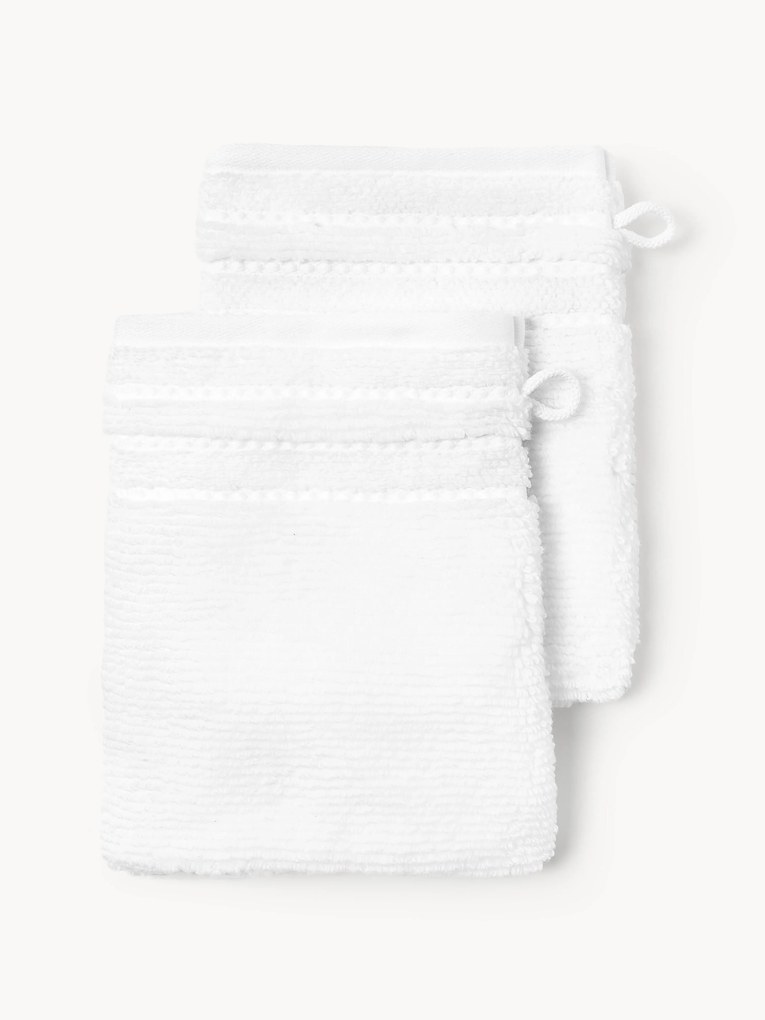 Guanti da bagno con bordo rigato Luxe 2 pz