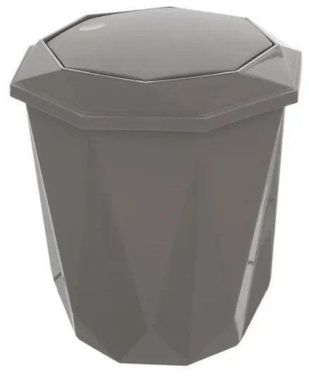 Pattumiera bagno grigio con coperchio basculante e capacità 5,5 lt