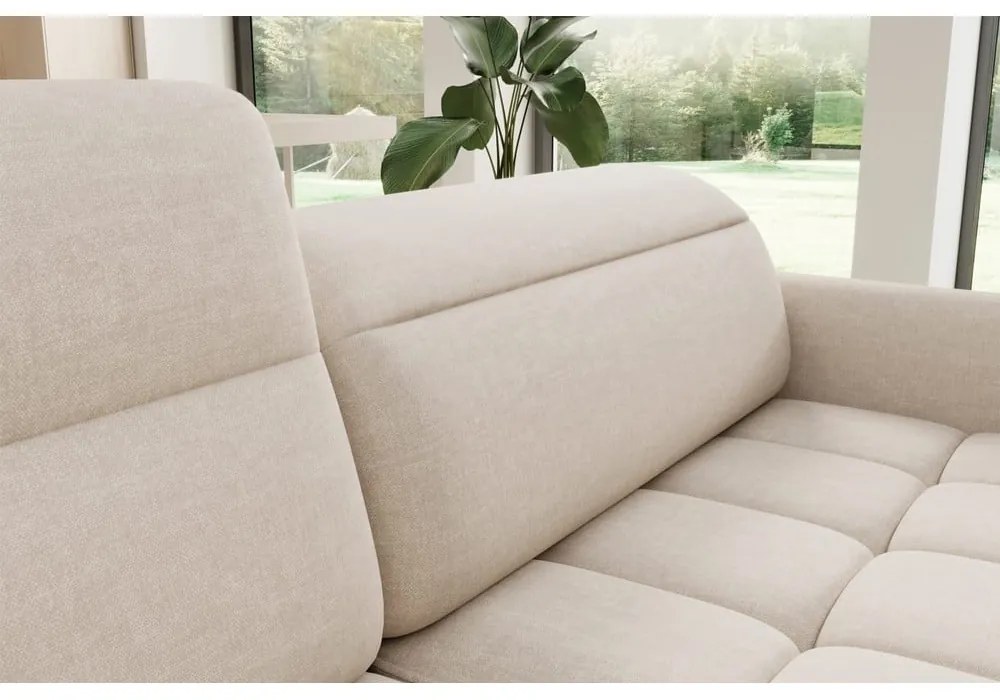 Divano angolare beige allungabile/con contenitore (con penisola a sinistra/a L) e rivestimento in velluto Barea – ELTAP