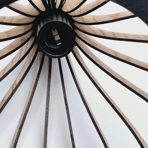 Lampadario a sospensione con filo TUCCI 3xE27/15W/230V quercia/nero