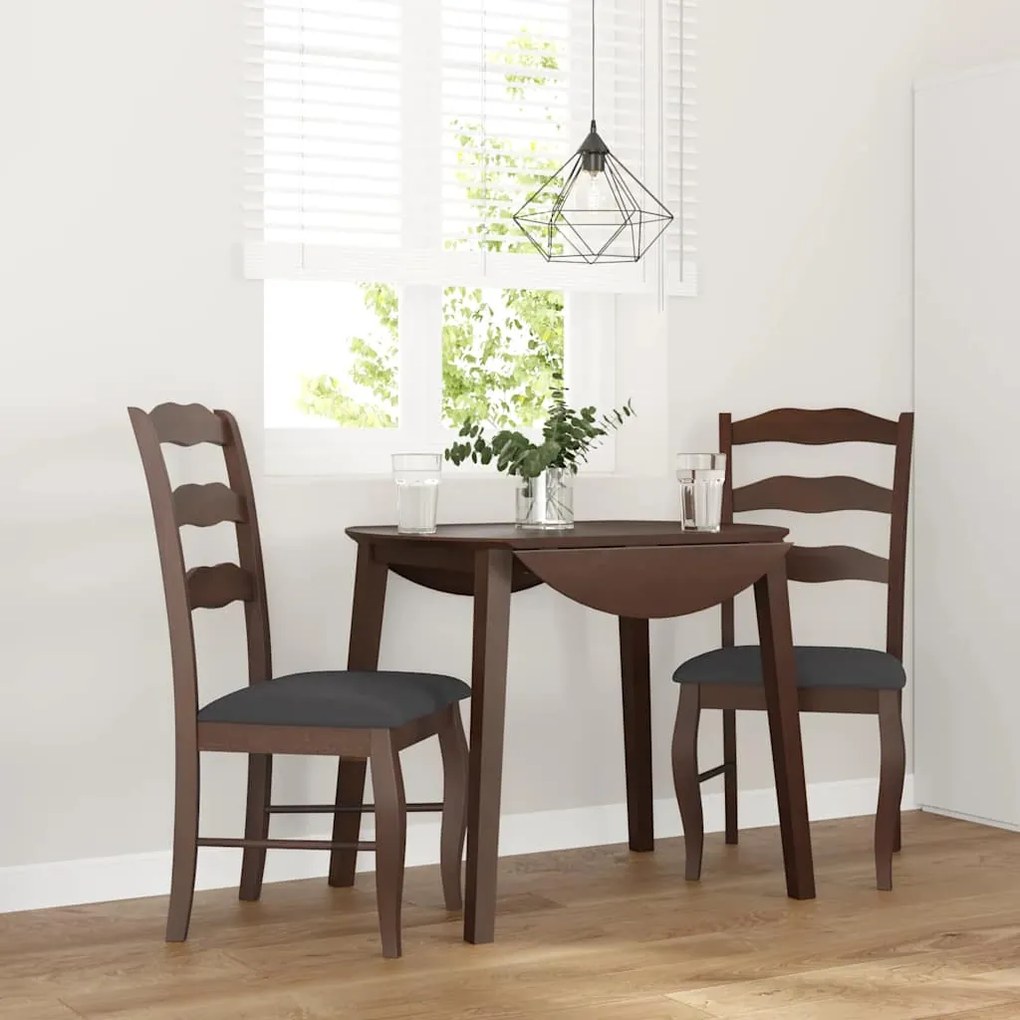 Sedie Da Pranzo Con Cuscini 2pz Marrone Legno Massello Di Hevea /