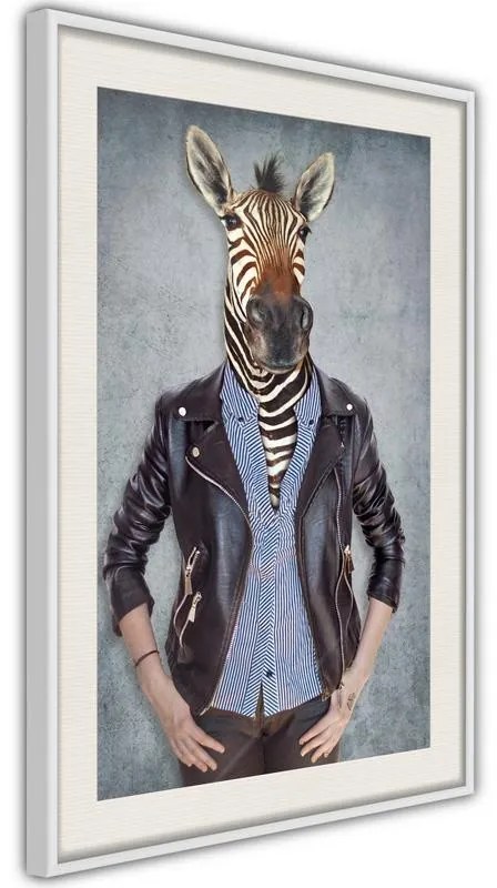Poster Animal Alter Ego: Zebra Cornice Quadri Cornice nera con pass-partout, Larghezza x Altezza Home decor 20x30