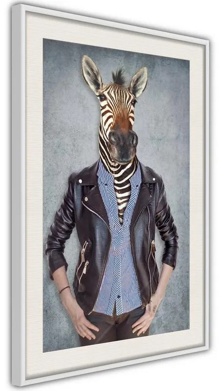 Poster  Animal Alter Ego: Zebra  Cornice Quadri Cornice nera con pass-partout, Larghezza x Altezza Home decor 30x45