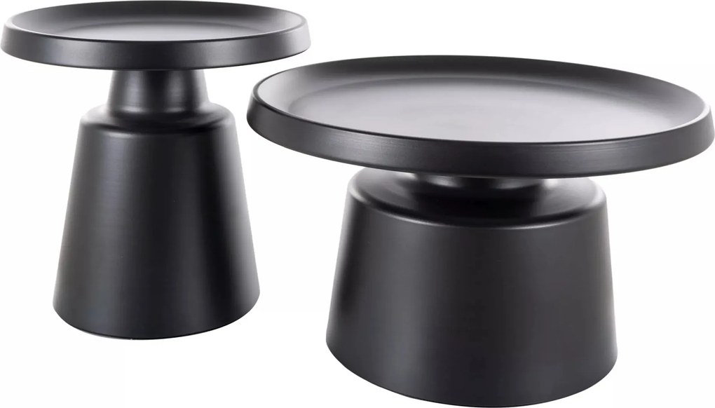 Set tavolini Rodos in metallo nero opaco – Ø70/50 cm
